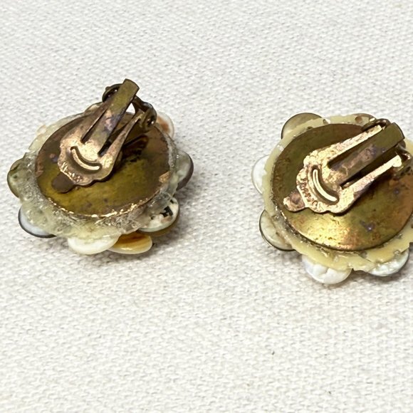 Vintage Bead Cluster Earrings Clip-On Wired‎ Retro Classic Marked Japan - Picture 5 of 9